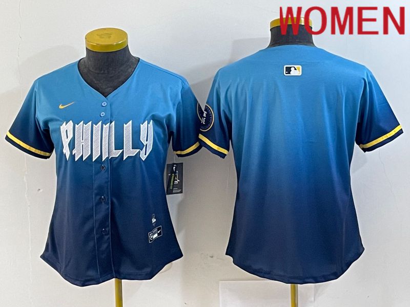 Women Philadelphia Phillies Blank Blue City Edition Nike 2024 MLB Jersey style 1->->Women Jersey